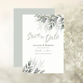 Save The Date Elegant Watercolor Leaves セーブザデート