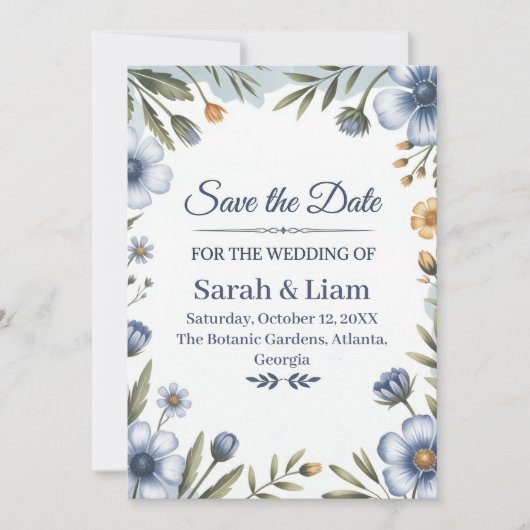 "Save the Date" Elegant Wedding Invitation 招待状 (正面)