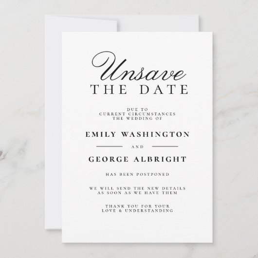 "Save The Date - Elegant Wedding Postponed" become 招待状 (正面)