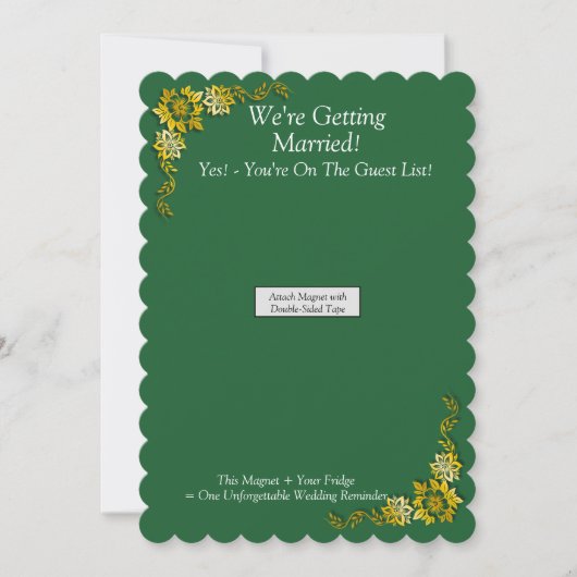Save The Date - Emerald & Gold Magnet Backing Card (正面)