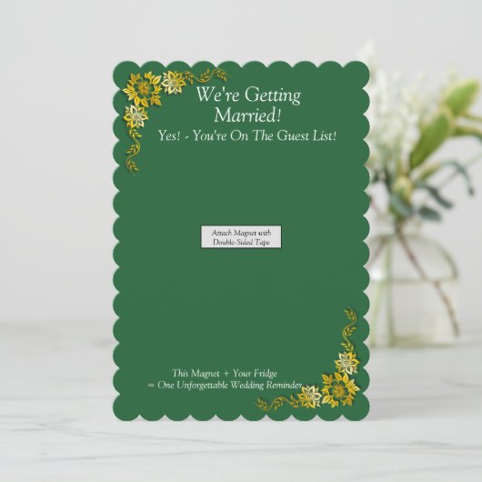 Save The Date - Emerald & Gold Magnet Backing Card (スタンド正面)