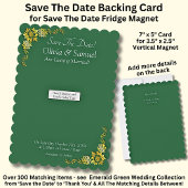Save The Date - Emerald & Gold Magnet Backing Card