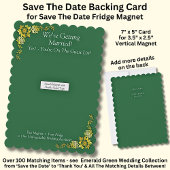 Save The Date - Emerald & Gold Magnet Backing Card