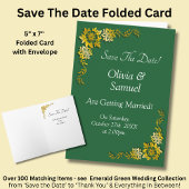 Save The Date - Emerald Green & Gold カード