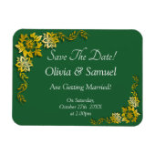 Save The Date - Emerald Green & Gold マグネット (横)