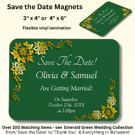 Save The Date - Emerald Green & Gold マグネット