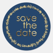 Save the Date Envelope Seal Any Color Gold ラウンドシール (正面)