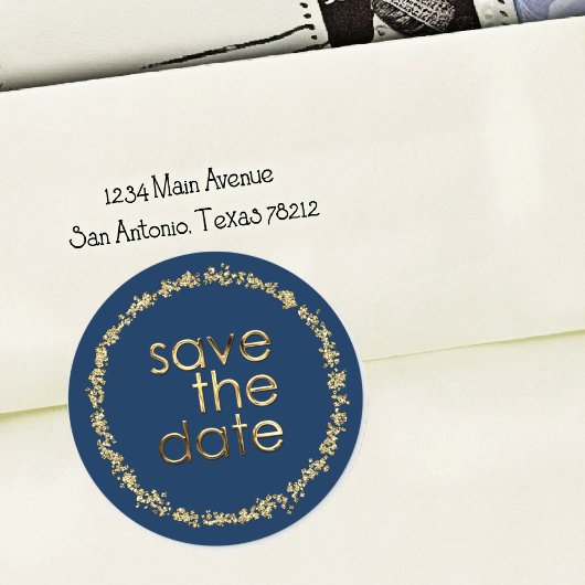 Save the Date Envelope Seal Any Color Gold ラウンドシール