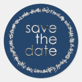 Save the Date Envelope Seal Any Color Silver ラウンドシール (正面)