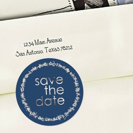 Save the Date Envelope Seal Any Color Silver ラウンドシール
