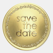Save the Date Envelope Seal Gold ラウンドシール (正面)