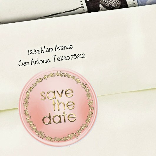 Save the Date Envelope Seal Gold ラウンドシール