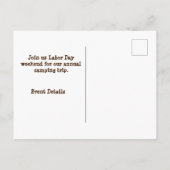 Save The Date Family Camping Trip 葉懇親会 ポストカード (裏面)