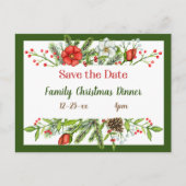 Save the Date Family Christmas Dinner招待状 ポストカード (正面)