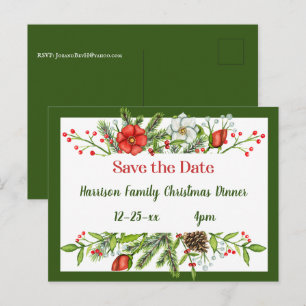 Save the Date Family Christmas Dinner招待状 ポストカード