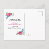 Save the Date Fiesta Flowers Black and フローラ 案内ポストカード (裏面)