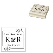 Save the Date Fir Frame Winter Wedding Monogram ラバースタンプ (押印)