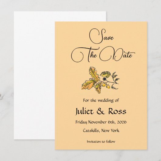 Save The Date Flat Announcement Card 案内状 (正面/裏面)