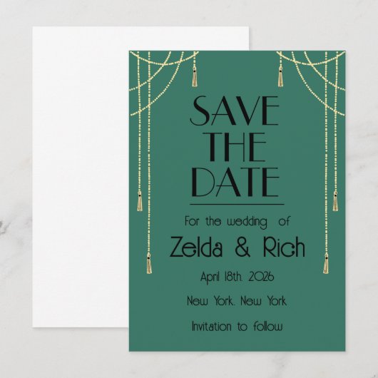 Save The Date Flat Announcement Card 案内状 (正面/裏面)