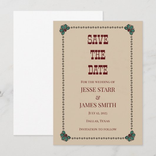 Save The Date Flat Announcement Card 案内状 (正面/裏面)