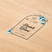 Save the date "Fleurs bleues" アクリル招待状 (レイダウン)