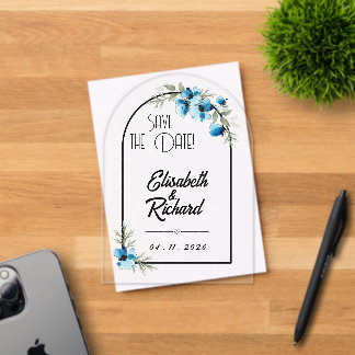 Save the date "Fleurs bleues" アクリル招待状