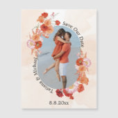 save the date floral orange arch photo magnet (正面)