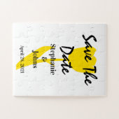 Save The Date Floral Yellow Tulips Custom Unique ジグソーパズル (横)