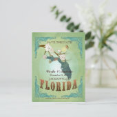 Save The Date - Florida Map With Lovely Birds 案内ポストカード (スタンド正面)