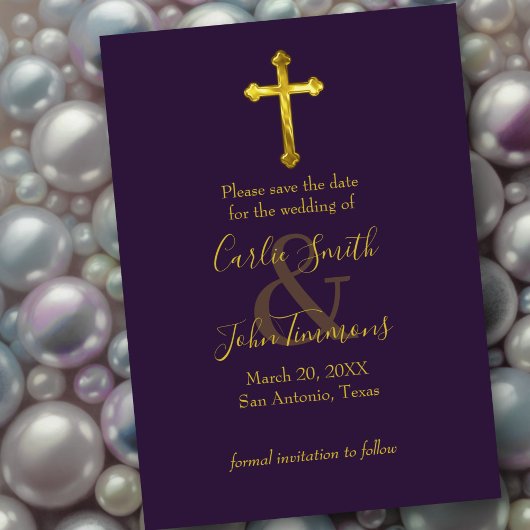 Save the Date Gold Cross Any Color セーブザデート