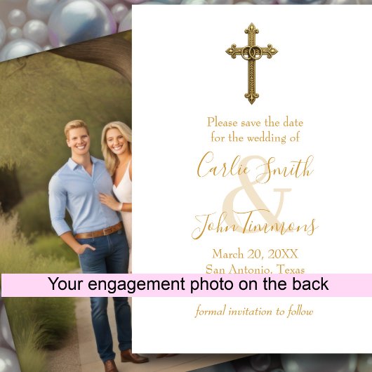 Save the Date Gold Cross Wedding Rings 4 Photo  セーブザデート
