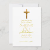 Save the Date Gold Cross with Wedding Rings セーブザデート (正面)