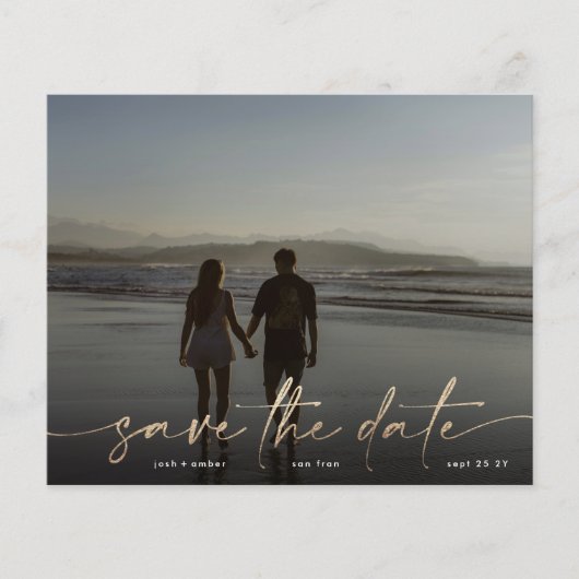 save the date Gold Foil budget Modern Photo チラシ (正面)