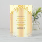 Save The Date Gold Glitter Drips 箔シーズンカード (立ち正面)