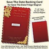 Save The Date - Gold Roses, Magnet Backing Card