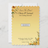 Save The Date - Golden Flowers Magnet Backing Card (正面)