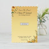 Save The Date - Golden Flowers Magnet Backing Card (スタンド正面)