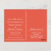 Save The Date Golden Script Photo Vivived Coral ポストカード (裏面)