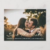 Save The Date Golden Script Photo Vivived Coral ポストカード (正面)