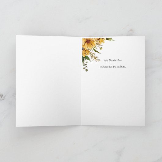 Save The Date Golden Yellow Flower Folded  カード (内部)