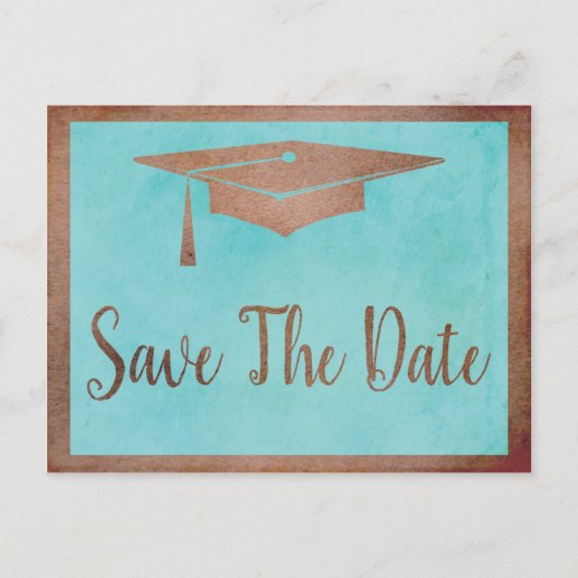 Save The Date Graduation – シックなバラ金ゴールド フェイク ポストカード (正面)