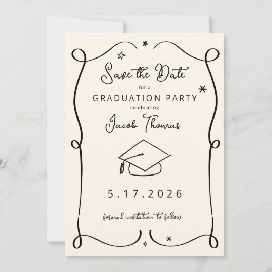 Save the Date Graduation Card 招待状 (正面)