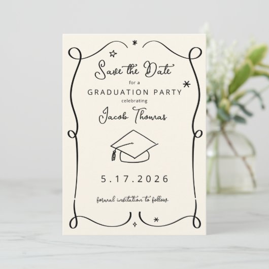 Save the Date Graduation Card 招待状 (スタンド正面)