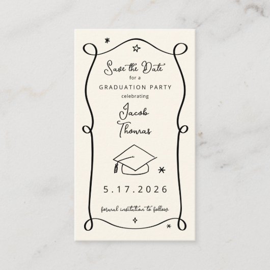 Save the Date Graduation Insert Card 名刺 (正面)