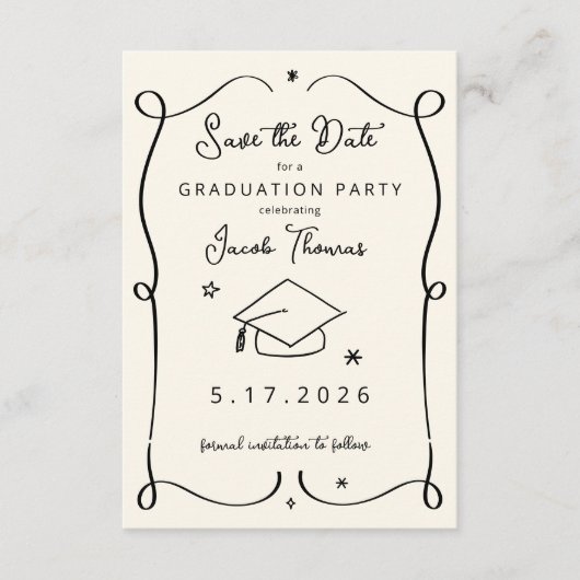 Save the Date Graduation Insert Card 招待状 (正面)