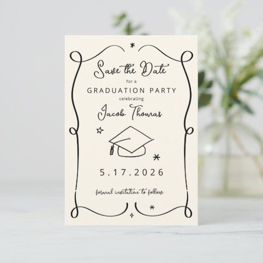 Save the Date Graduation Insert Card 招待状 (スタンド正面)