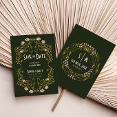 Save The Date Green Art Nouveau Wedding 招待状