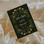 Save The Date Green Art Nouveau Wedding 招待状