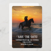 Save the Date Horseback Riding Beach 招待状 (正面/裏面)