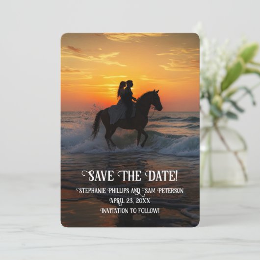 Save the Date Horseback Riding Beach 招待状 (スタンド正面)